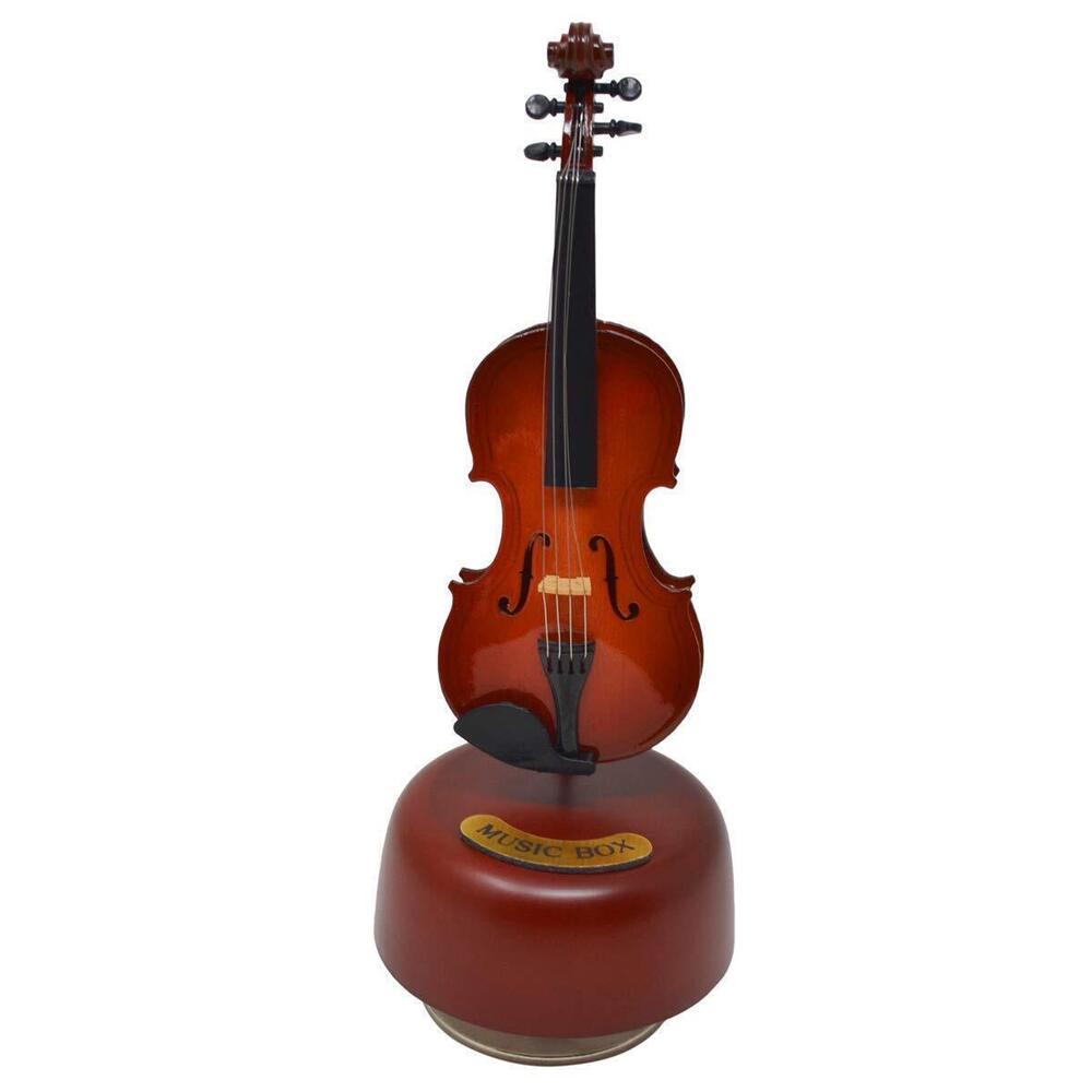 5350 Violin Music Box With Rotating Musical Base Instrument Miniature